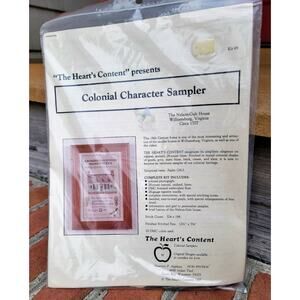 The Heart's Content COLONIAL CHARACTER SAMPLER Counted Cross Stitch Kit 8 New